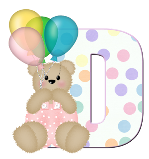 Abecedarios de Osita de Peluche con Globos. Teddy Bear with Balloons Alphabet.