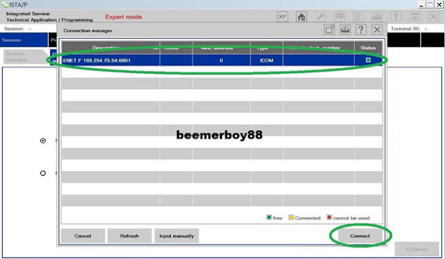 Select ENET in connection manager