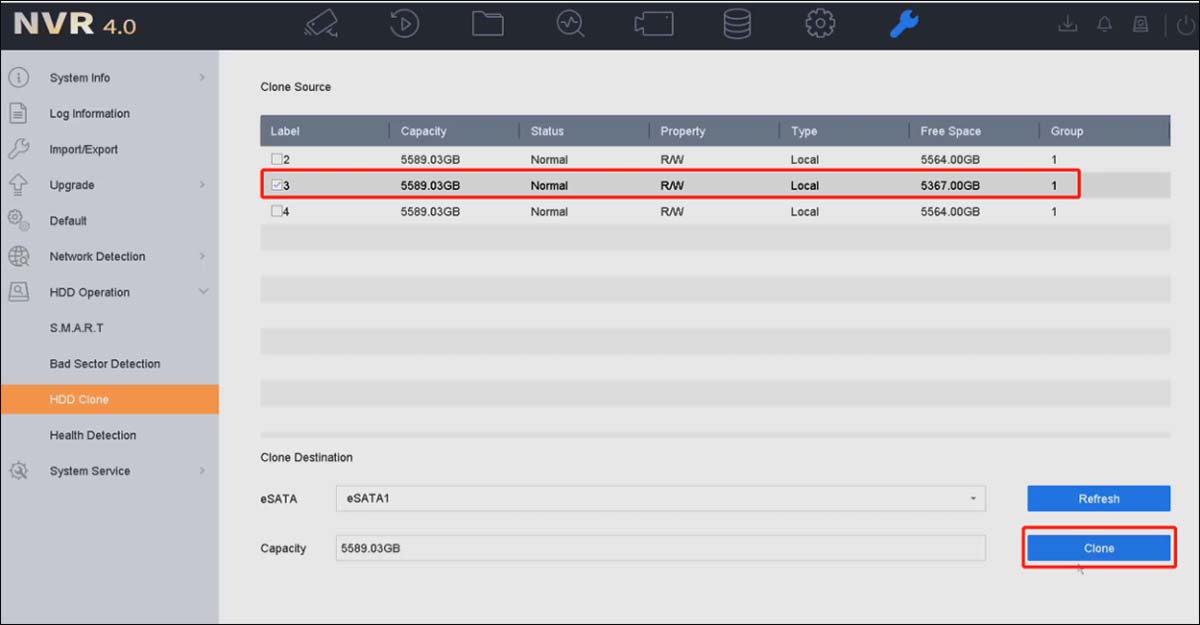 Hikvision HDD clone function