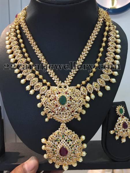 3 Rows Huge CZ Gemstone Necklace - Jewellery Designs