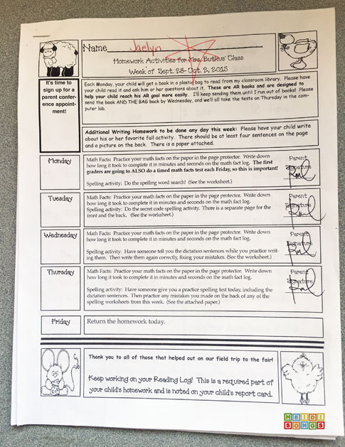 First grade homework pages picture