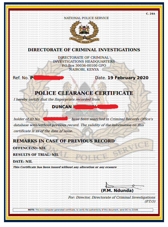 What Is A Police Clearance Certificate