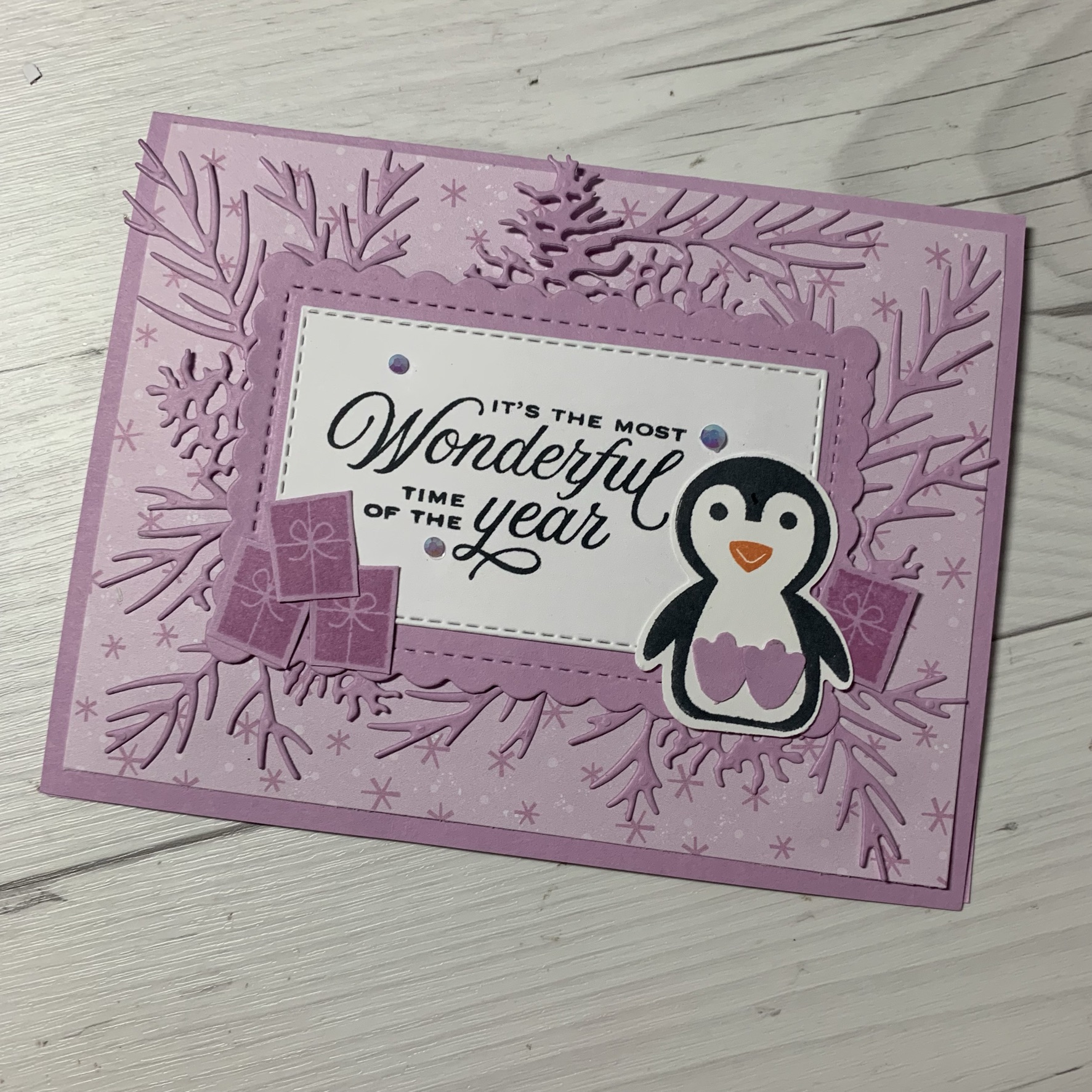Christmas Card fun using Stampin' Up! Penguin Place Bundle Stamped