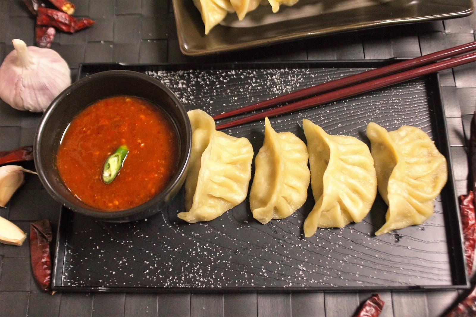 Bethica's Kitchen Flavours Paneer Momo with Red Chili Garlic Sauce