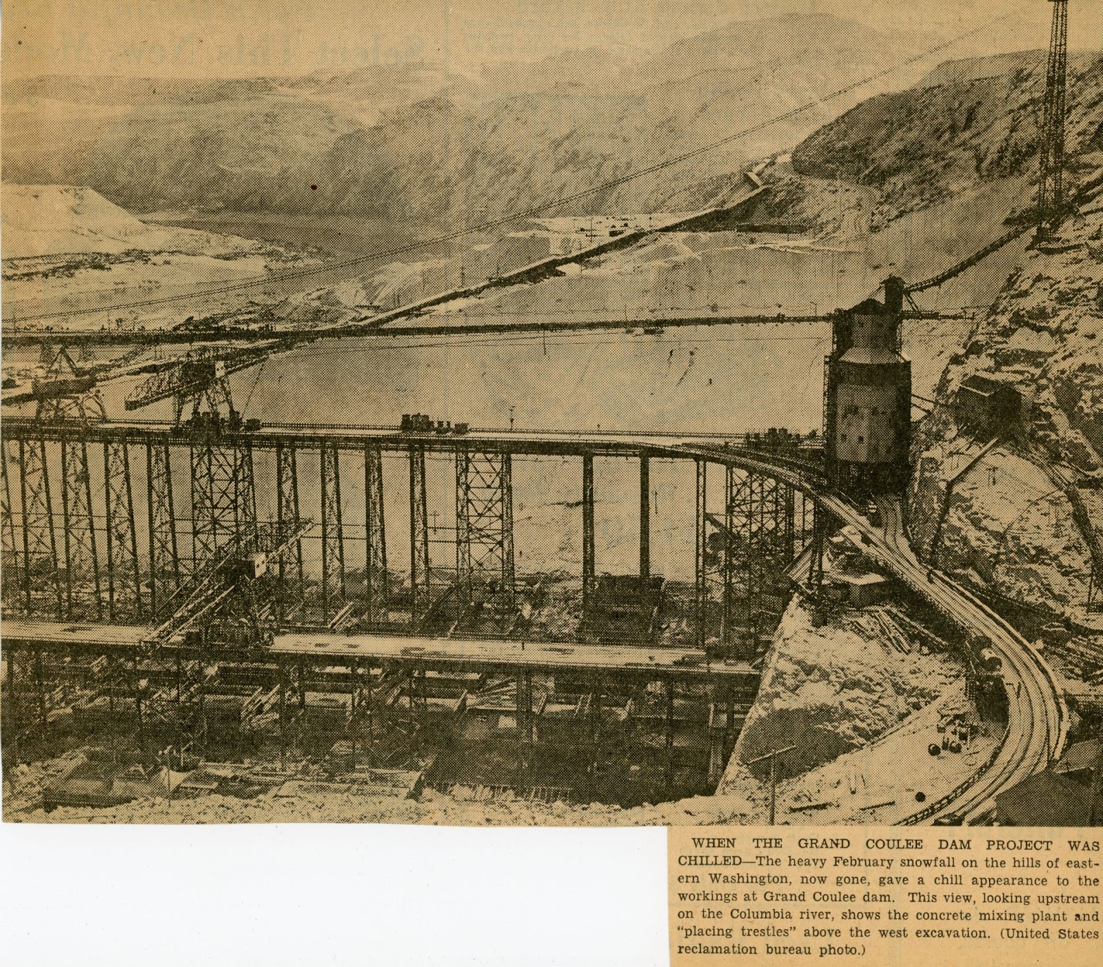 Big Bend Railroad History 1938 Grand Coulee Dam Newspaper Clipping
