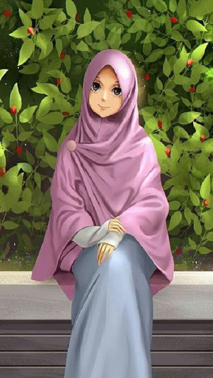 Download Wallpaper Kartun  Muslimah  Cantik 2022 Gambar 