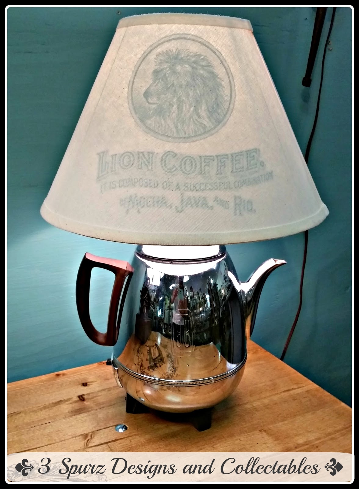 3 Spurz DandC Repurposed /Refurbished Creations!! Vintage coffee pot lamp