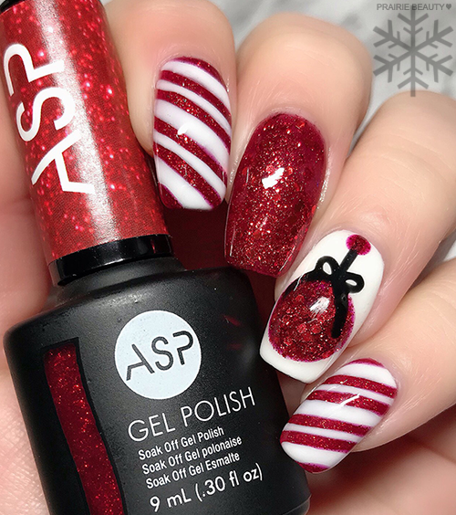 Prairie Beauty 12 NAILS OF CHRISTMAS Glittery Red & White Christmas