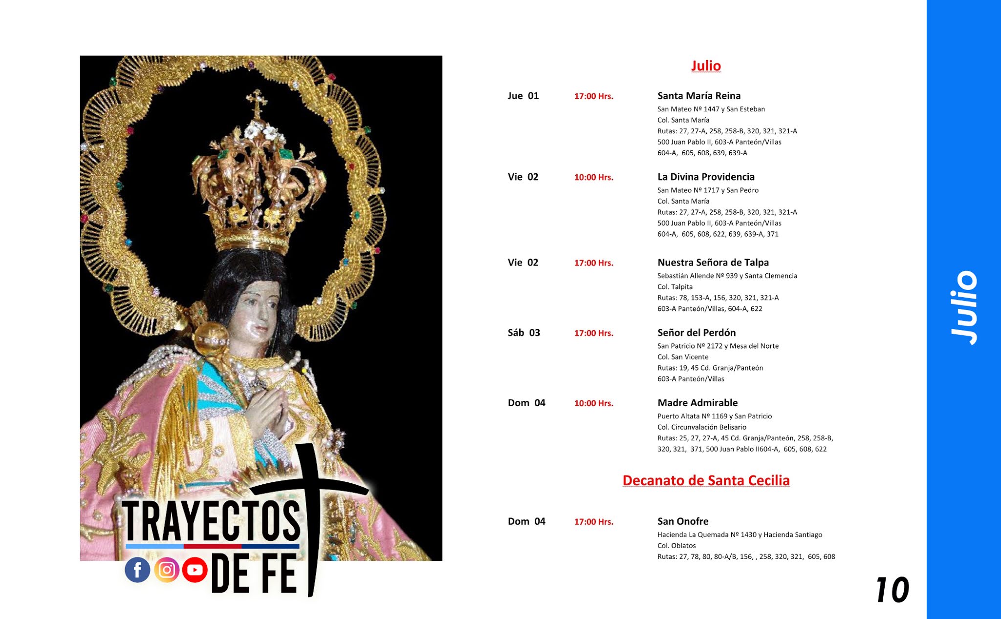 Peregrinozapopano CALENDARIO DE VISITAS DE NUESTRA SEÑORA DE ZAPOPAN