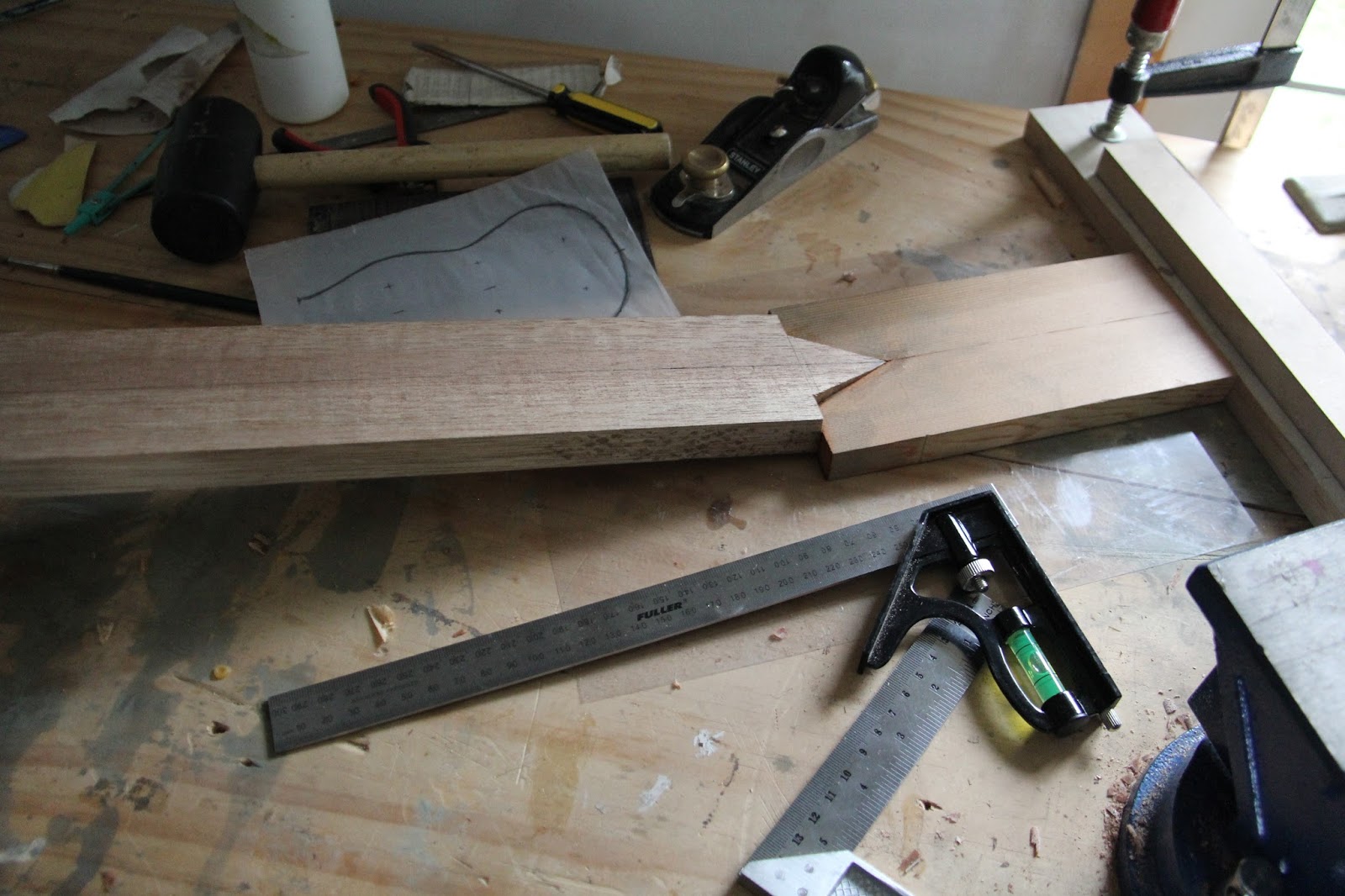 Lacote Guitar first build V Joint, Headstock, Neck & Dovetail to body joint