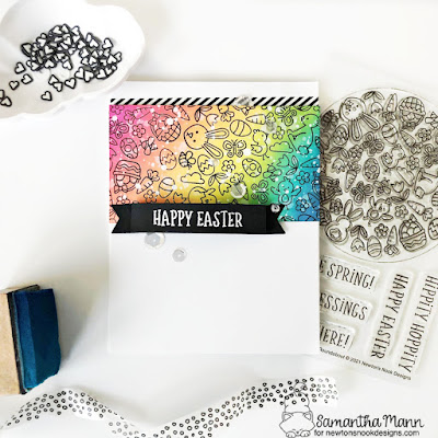 Happy Easter Card by Samantha Mann, Rainbow, Distress Inks, Heat Embossing, Die Cuts, Sequins, Easter Card, #cards #easter #handmadecards #distressinks #rainbow