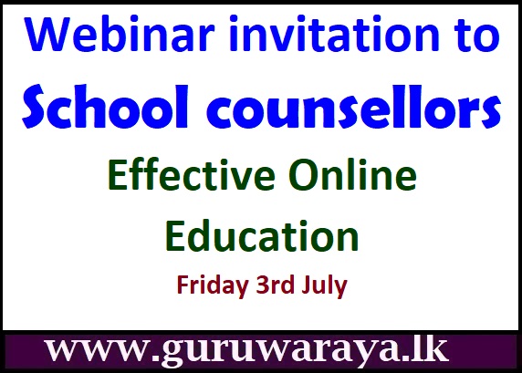 Webinar invitation  to school counsellors : Effective Online Education   