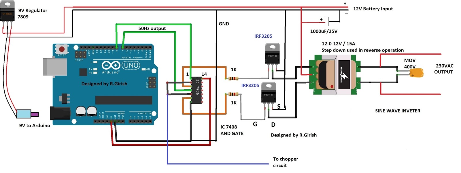 Simple Arduino Sine Wave Inverter Circuit | Subwoofer Bass Amplifier