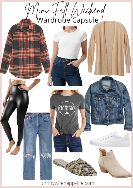 Mini Fall Weekend Wardrobe Capsule- 10 Pieces, 10 Outfits - Thrifty ...