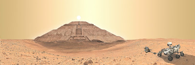 Representação de uma pirâmide em Marte