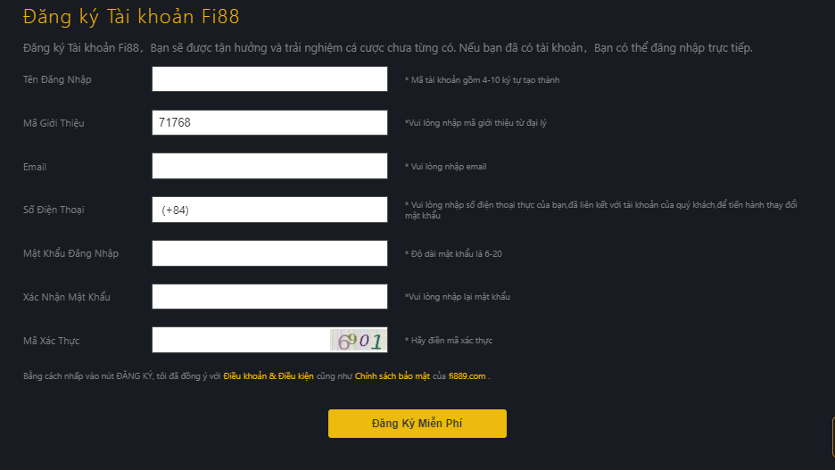 Cách đăng ký tài khoản cá cược Fi88 nhanh nhất