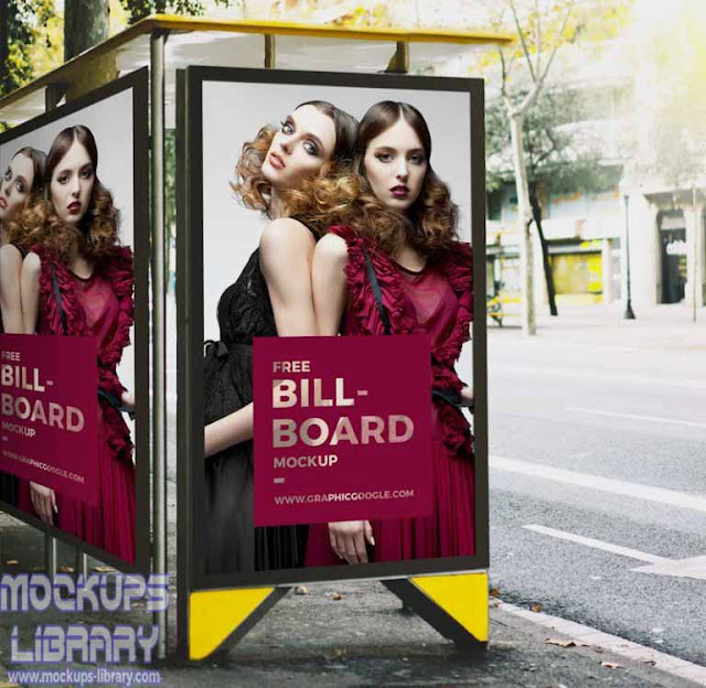bus stop advertisement billboard mockup