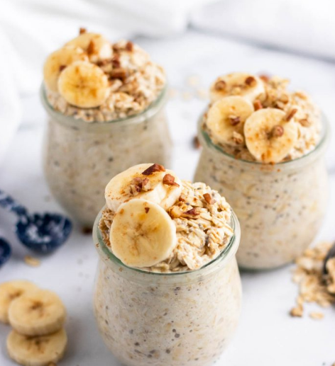 BANANA BREAD OVERNIGHT OATS #banana #diet #paleo #lowcarb #healthydiet