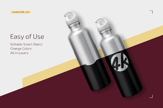 Download Free Packaging Aluminum Water Bottle Mockup Set