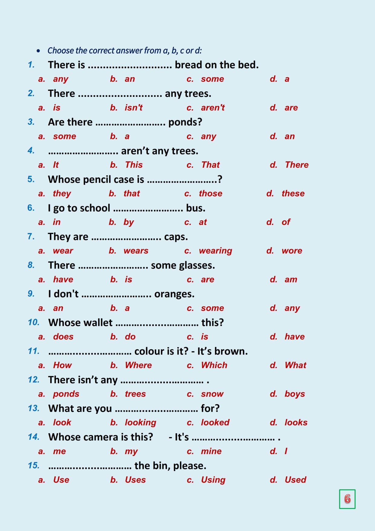 مراجعة شهر مارس لغة انجليزية للصف الرابع.. 90 جملة اختياري  مستر محمود أبو غنيمة 6