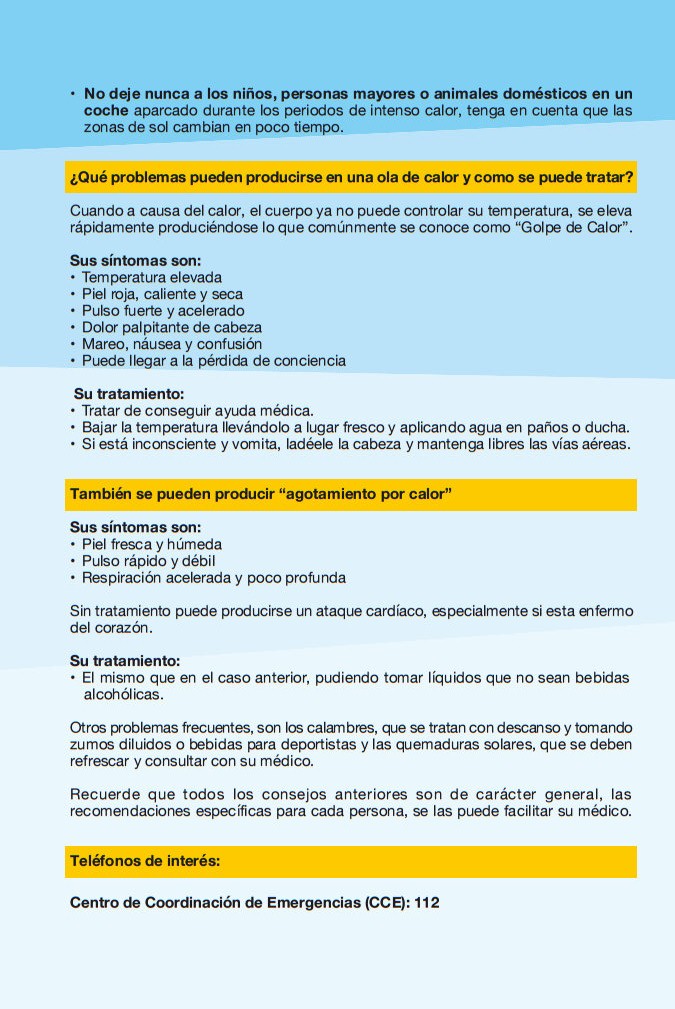 Información sobre la ola de calor y consejos de salud