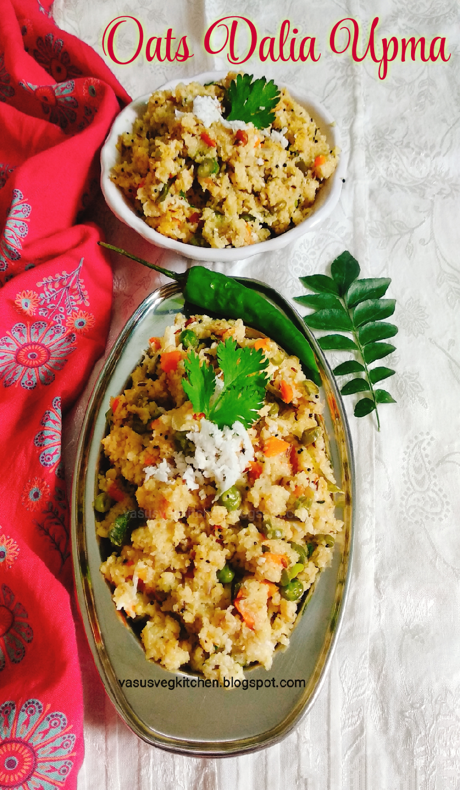 Vasusvegkitchen Oats and Dalia Upma how to prepare oats & dalia