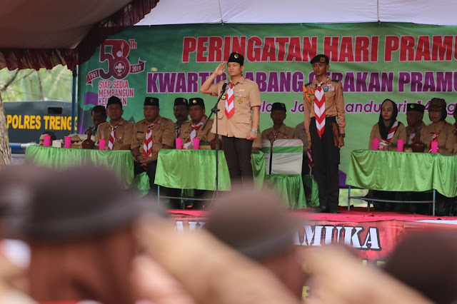 Pimpin Apel Peringatan Hari Pramuka, Bupati Trenggalek Ajak Jaga Lingkungan