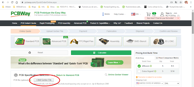Proceso para cargar los GERBER y mandar a fabricar en PCB Way