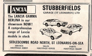 Stubberfields Garage (St Leonards) Ltd Lancia car ealer advert 1978-79
