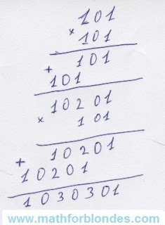 Cube of 101 in a column on a piece of paper. Mathematics For Blondes.