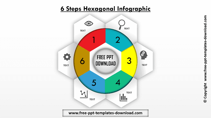 Six Steps Hexagonal Infographic | Free PPT Download