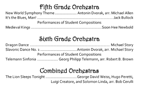 spring concert program beginning orchestra