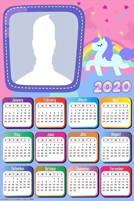 Unicornios: Calendario 2020 para Imprimir Gratis.