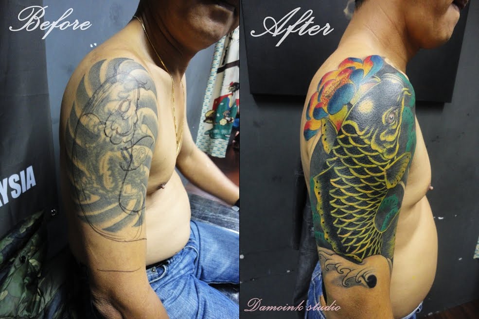 Gay pronstar with koi tattoo