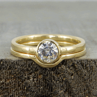 moissanite 18k yellow gold engagement ring