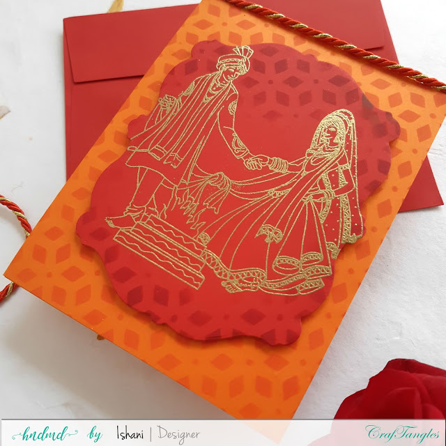 Video tutorial of Anniversary card ideas, CrafTangles stamps, Indian wedding card ideas, DIY wedding invitations, quillish, Hindu marriage cards, Anniversary card ideas