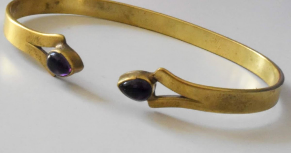 Amethyst Brass Bracelet