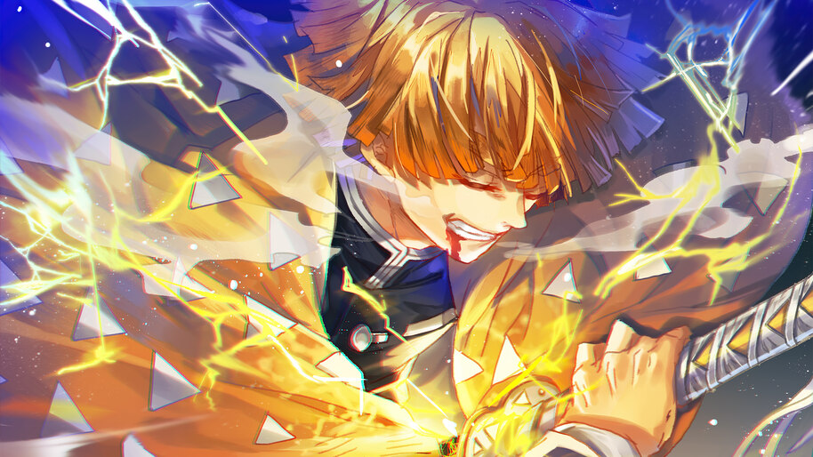 8.1039, Zenitsu, Thunder Breathing, Demon Slayer, Kimetsu no Yaiba, 4K