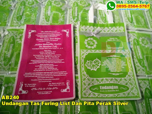 Jual Undangan Tas Furing List Dan Pita Perak Silver