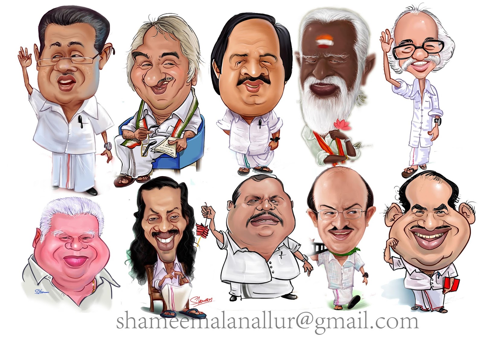Creative Artist. Shameem senior politicians of kerala.caricature