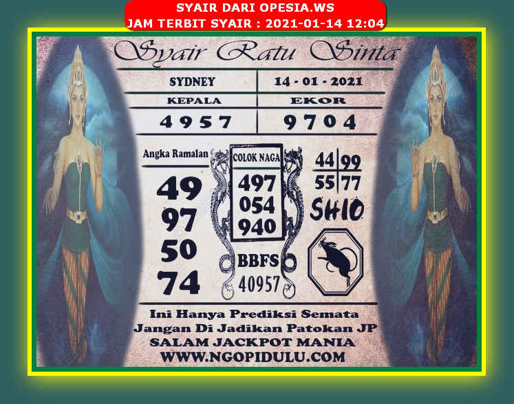 Kode Syair Sydney Kamis 14 Januari 2021 Kumpulan Syair Toto