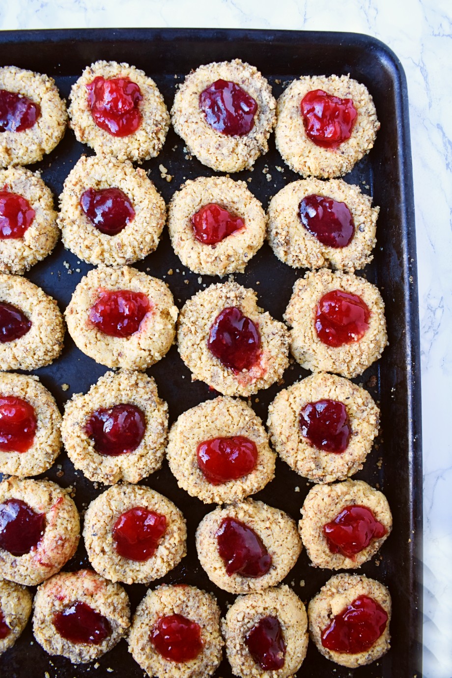 Tray of Healthy Thumbprint Cookies
