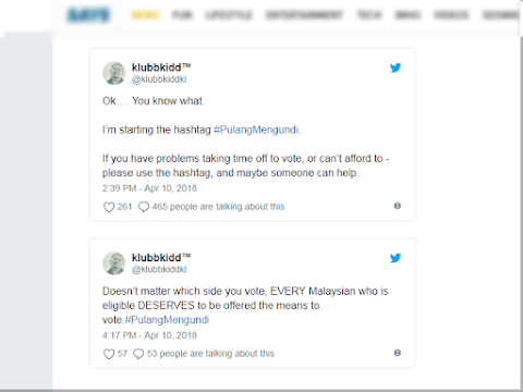 Hashtag #PulangMengundi Harapan Rakyat Malaysia Kesukaran Mengundi PRU14?