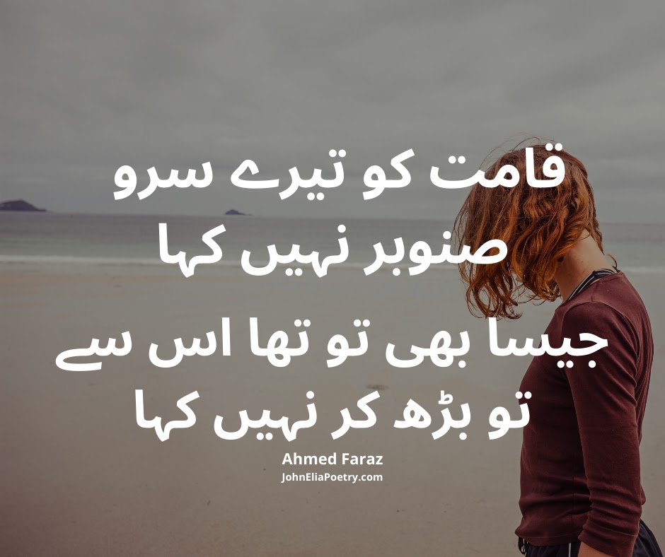 قامت کو تیرے سرو صنوبر نہیں کہا قامت کو تیرے سرو صنوبر نہیں کہا