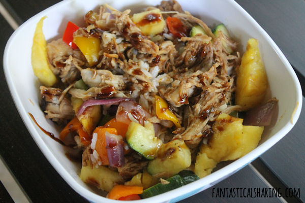 Grilled Hawaiian Teriyaki Bowls // Chicken, zucchini, sweet bell peppers, onion, and pineapple are all grilled and then served in a bed of coconut jasmine rice and topped with homemade teriyaki sauce #recipe #pineapple #chicken #rice #maindish