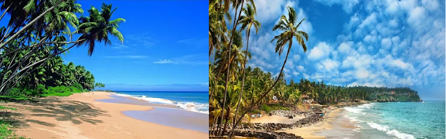 Left: Sri Lankan Beach View; Right: Kerala Beach View
