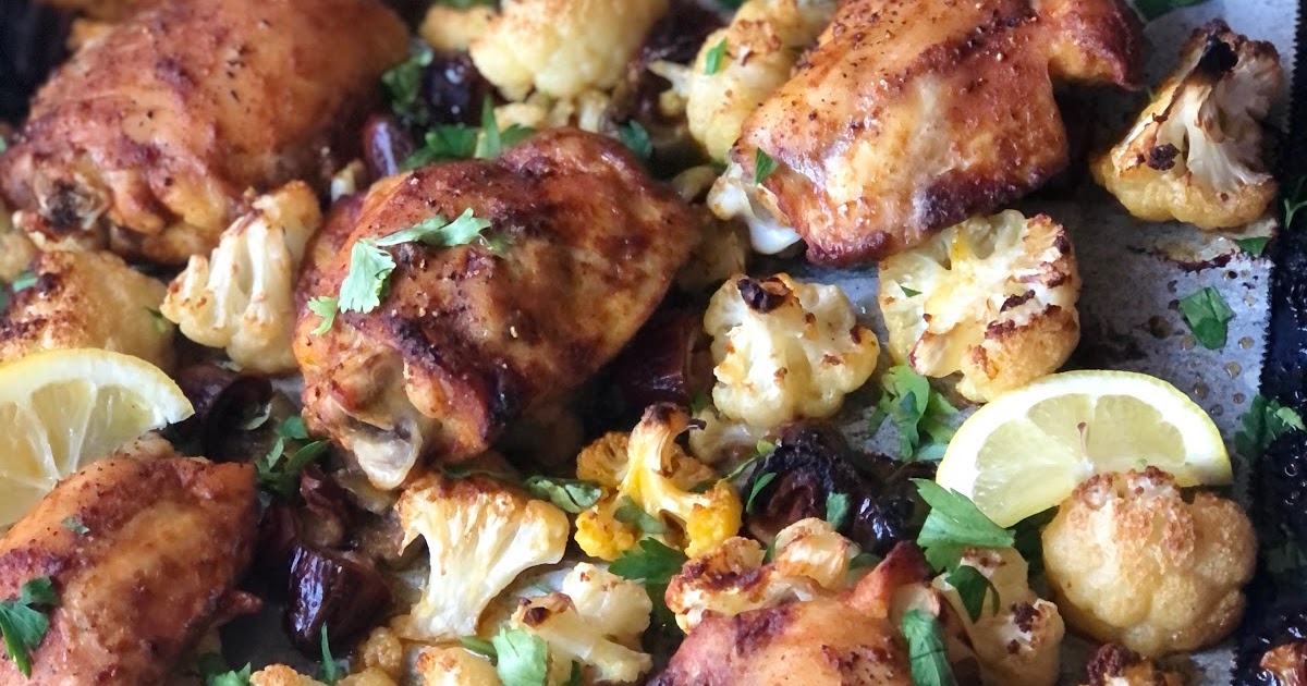 Sheet Pan Dinner Curried Chicken Thighs & Cauliflower