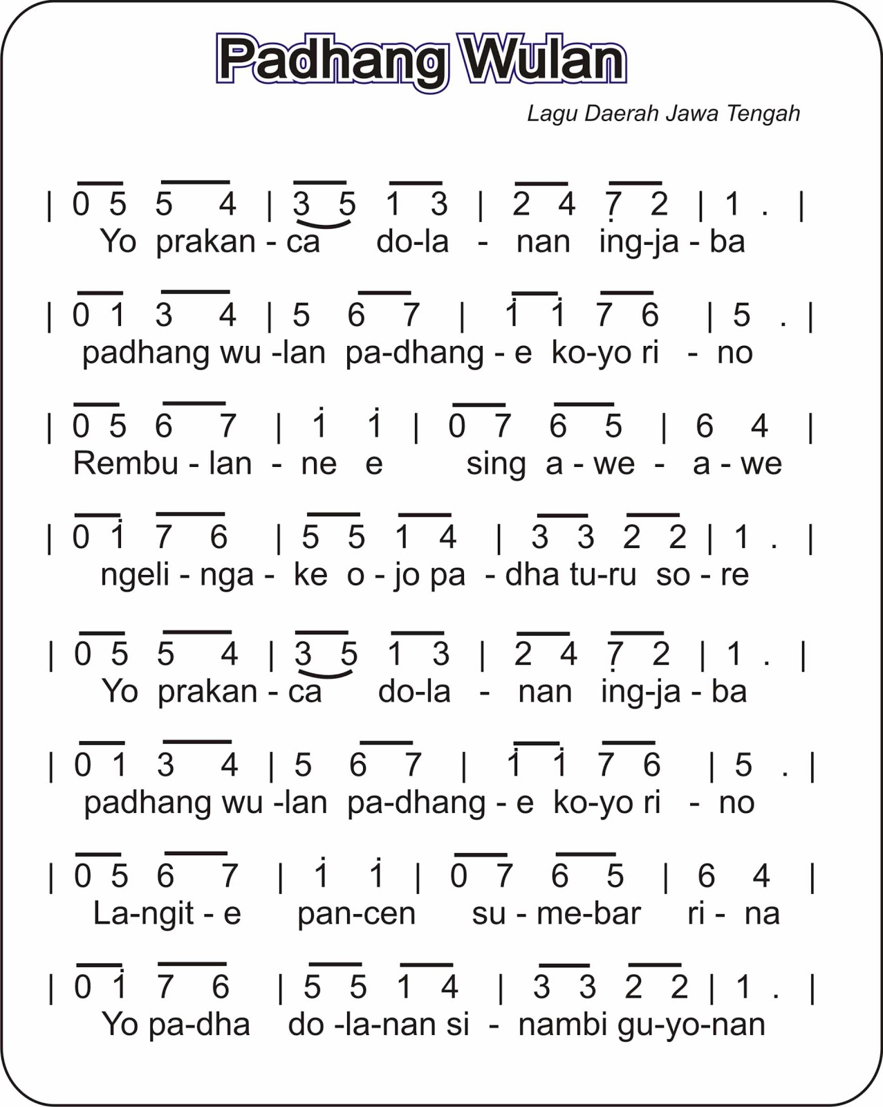 Lirik Lagu Padang Wulan - Lagu Daerah | Lirik Terbaru 29