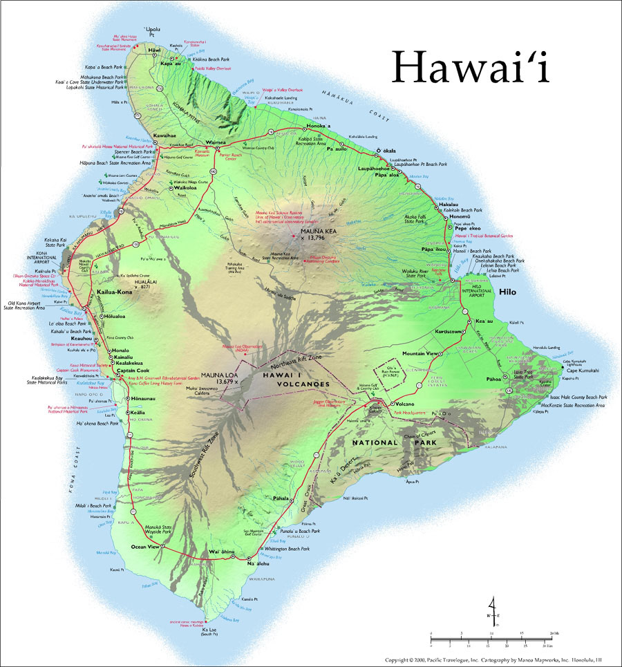 Hawaii map The Big Island