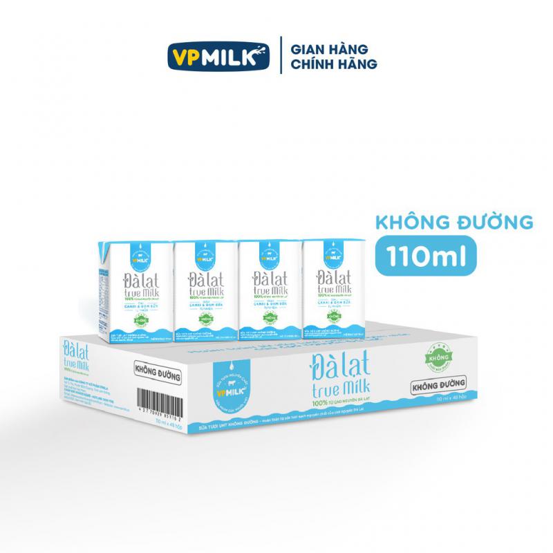 Sữa Tươi VPMilk UTH Đà Lạt True Milk 110ml – Không Đường – Thùng 48 hộp